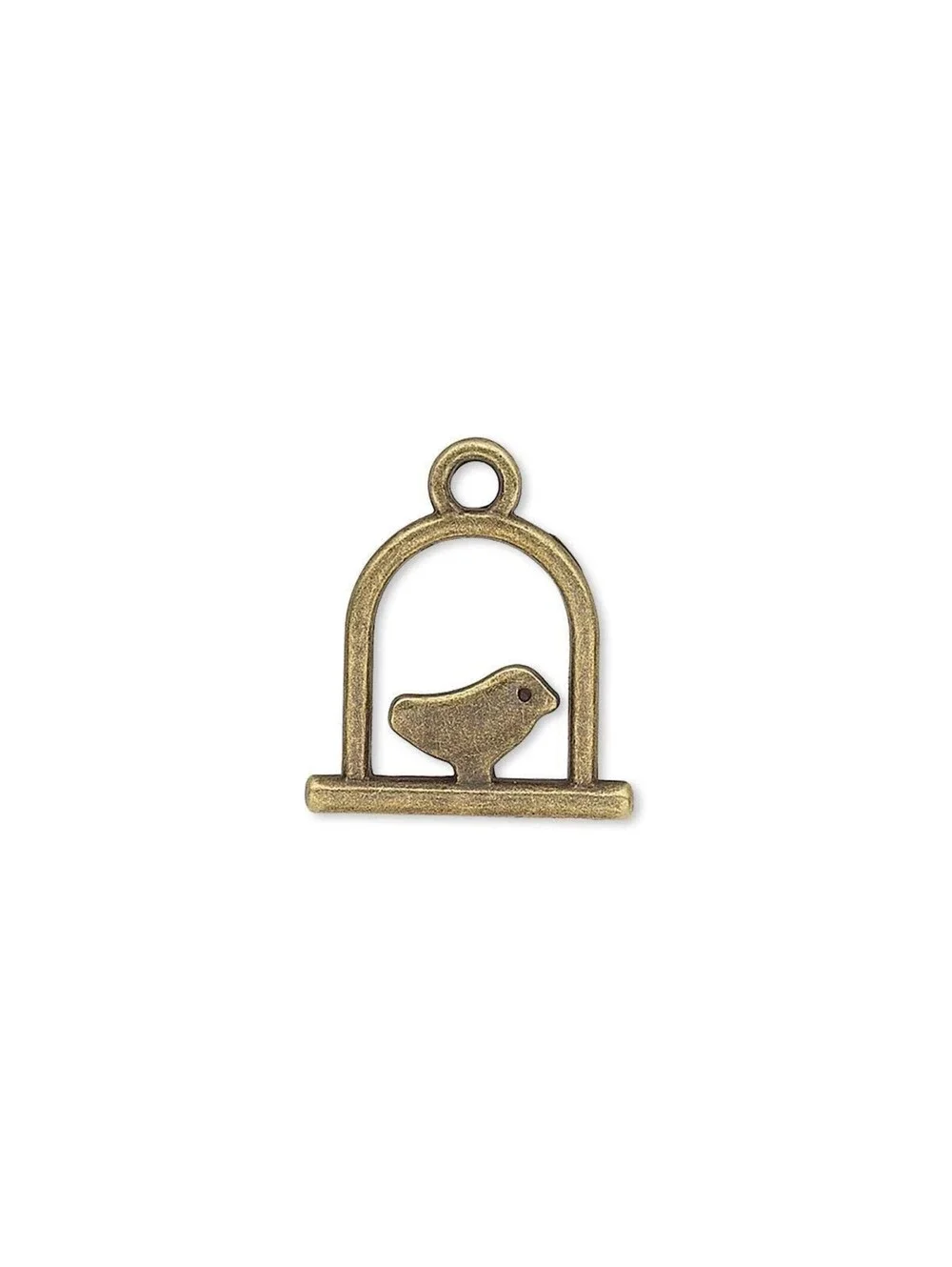10 Antiqued Brass Pewter Bird on a Swing Charms Drops Pendants 15x14mm Bulk Lot